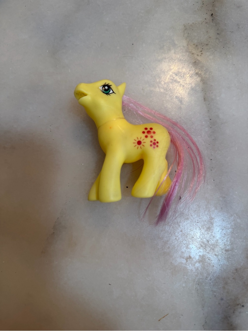My Little Pony Yellow Figure with Pink Mane and Red Flank Marks
